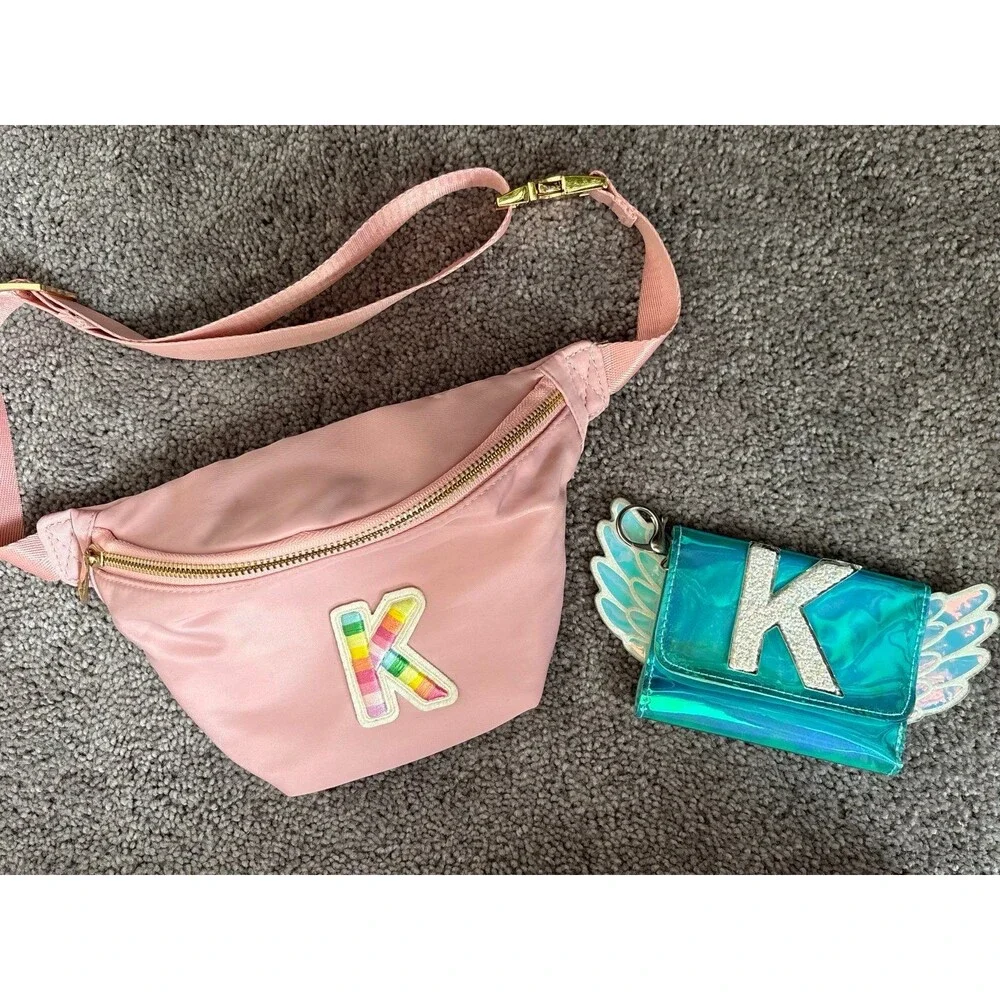 Girls Initial K Belt Bag / Fanny Pack and Wallet Set